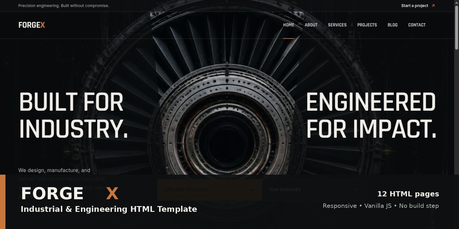 ForgeX industrial engineering homepage and product preview