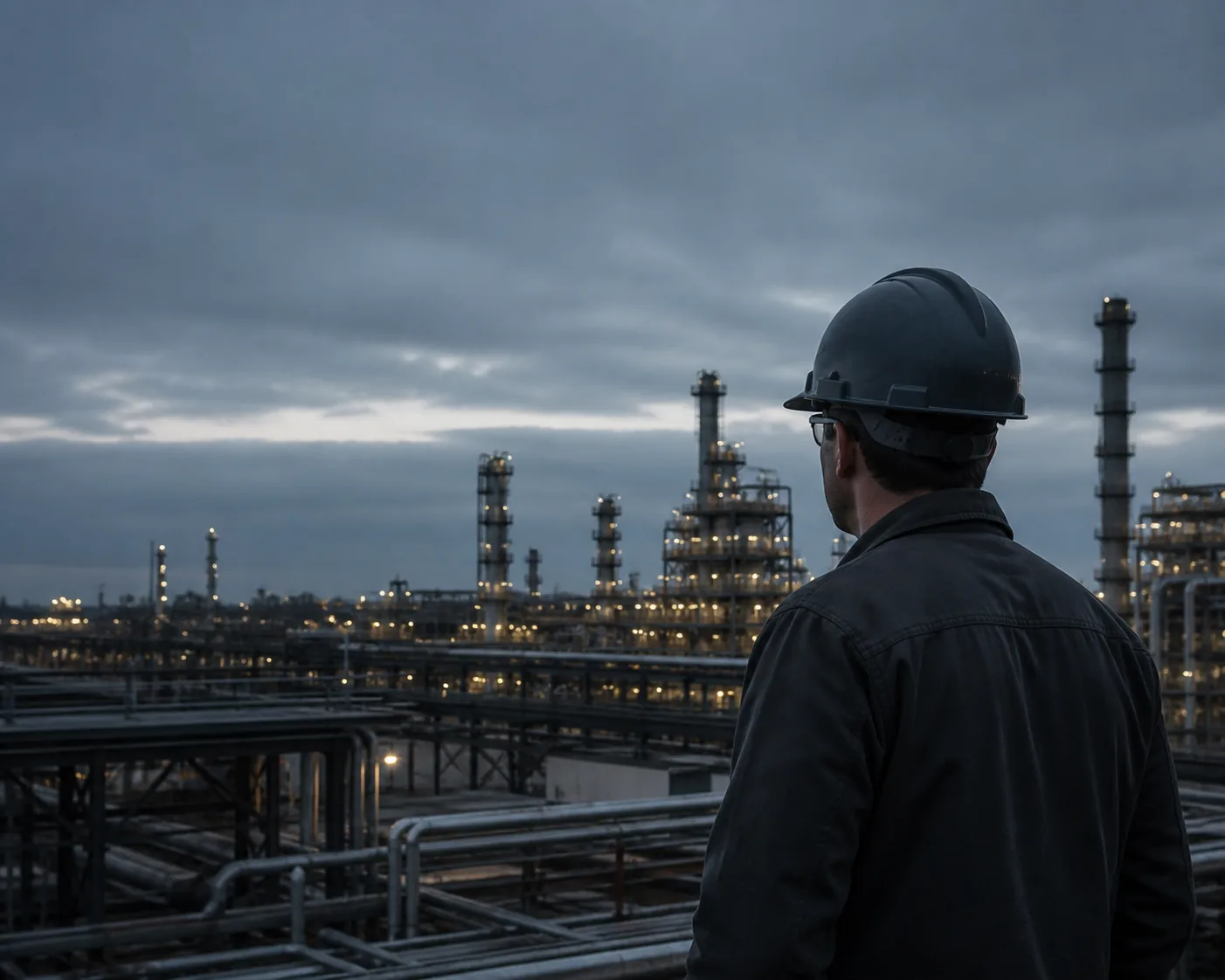 Industrial operations leader overlooking a production facility